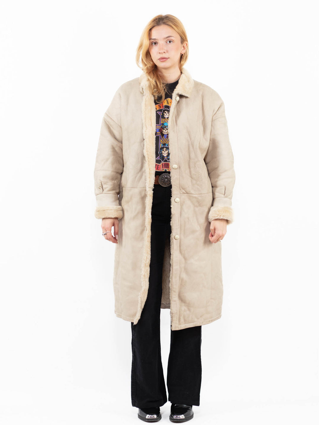 Vintage 80's Women Sheepskin in Beige