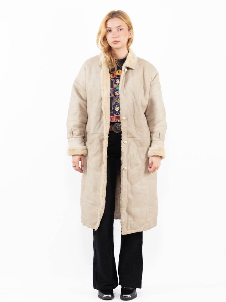 Vintage 80's Women Sheepskin in Beige