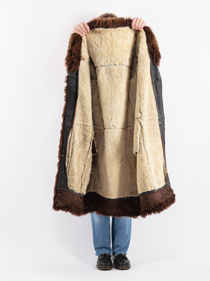 Vintage 70's Women Sheepskin Coat in Gray