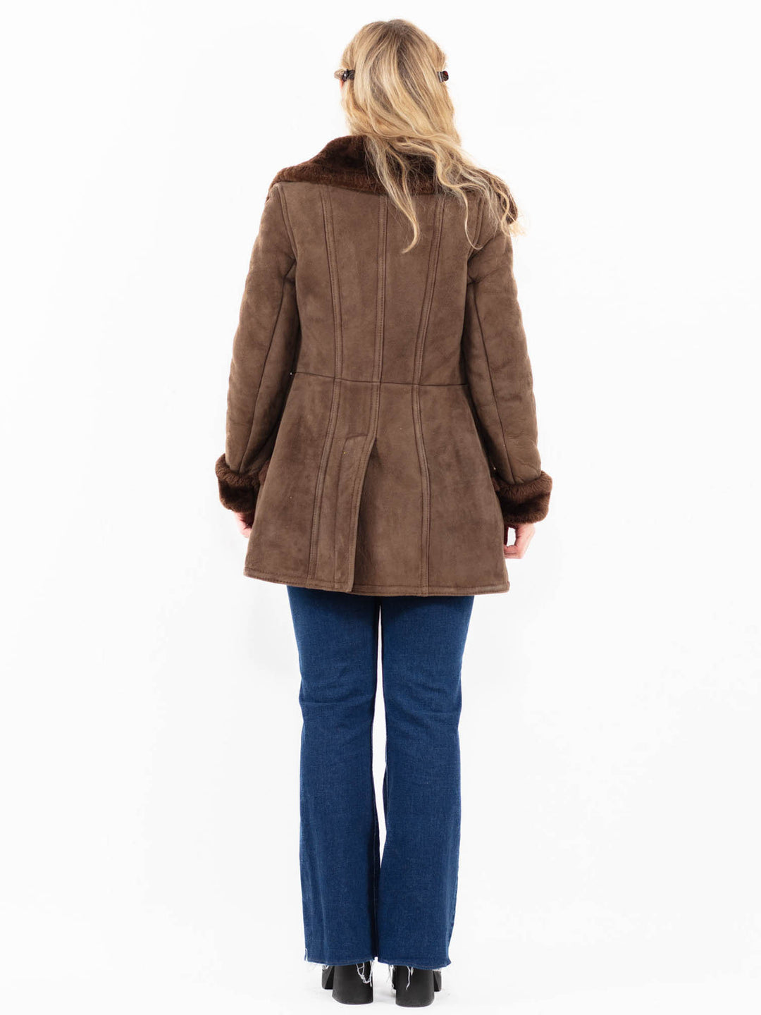 Vintage 70's Women Sheepskin Coat in Brown