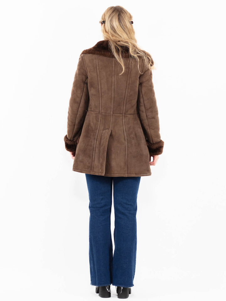 Vintage 70's Women Sheepskin Coat in Brown