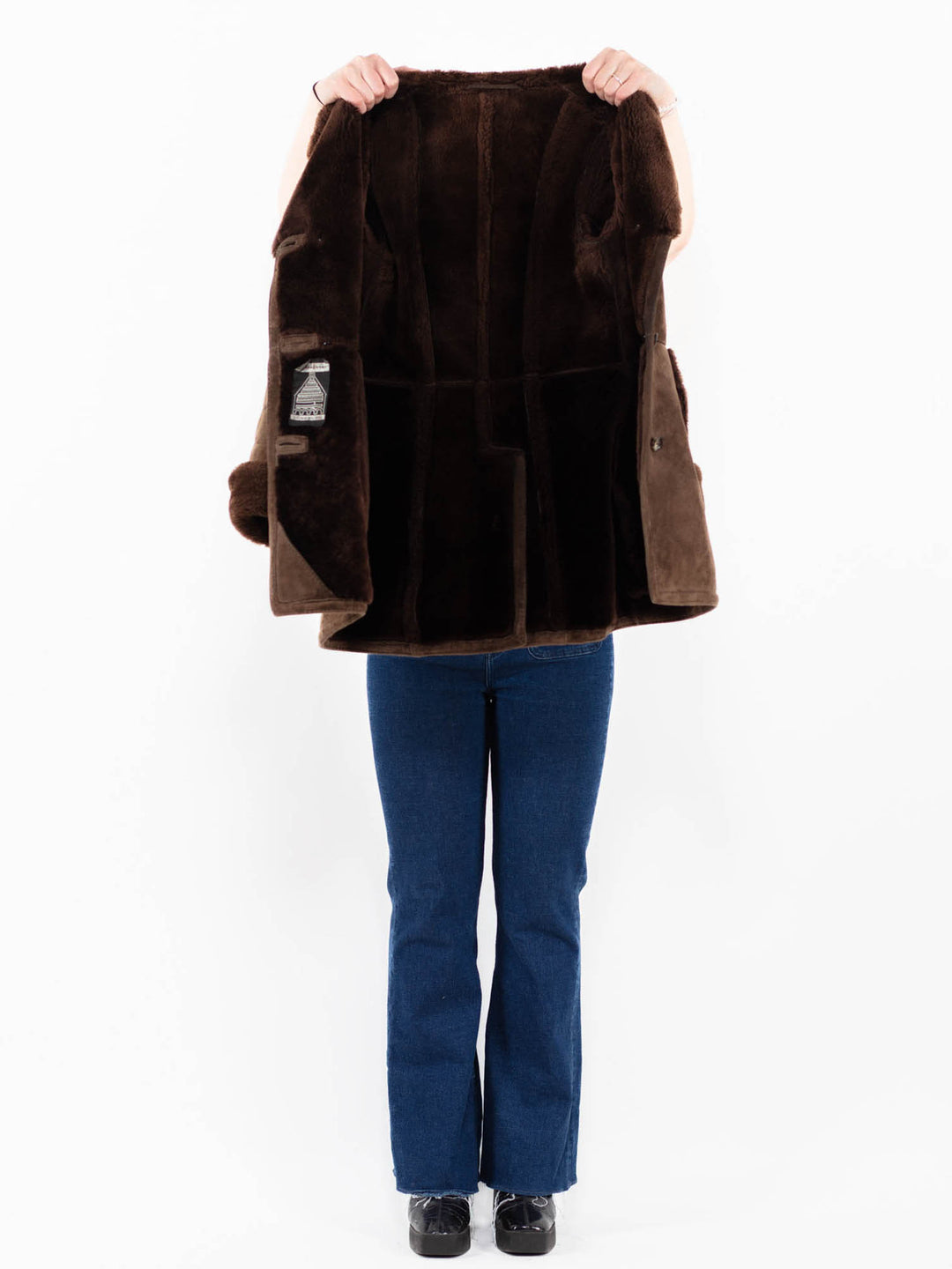 Vintage 70's Women Sheepskin Coat in Brown