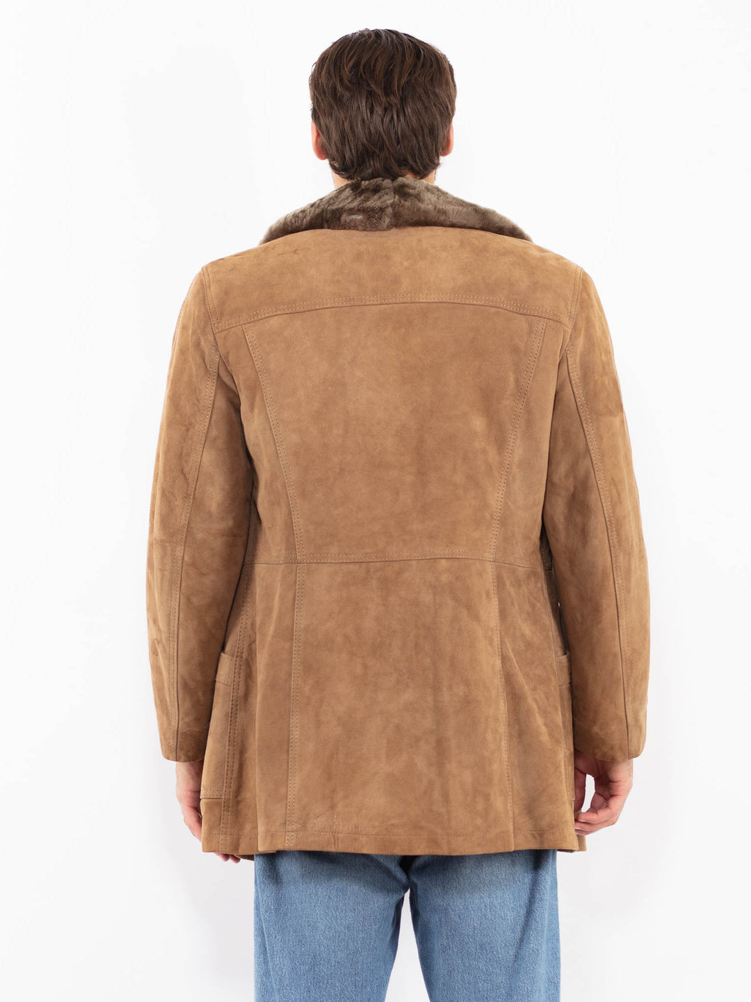 Vintage 70's Men Suede Sherpa Coat in Brown