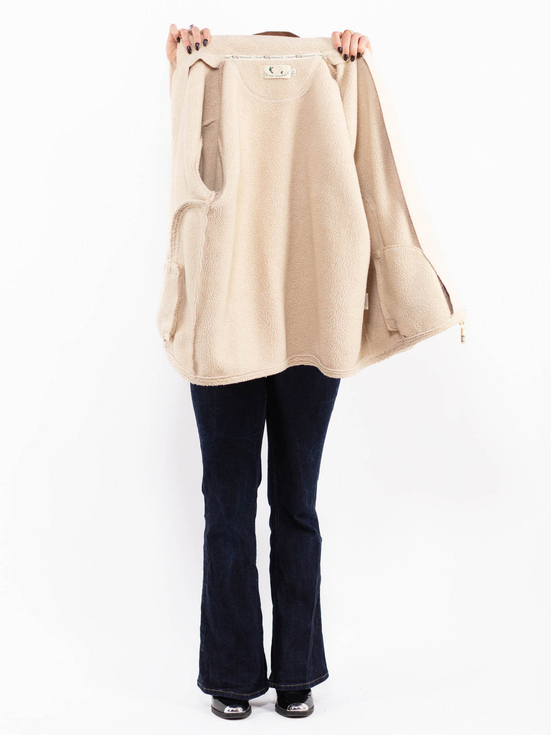 Vintage 00's Women Faux Sheepskin Coat in Beige