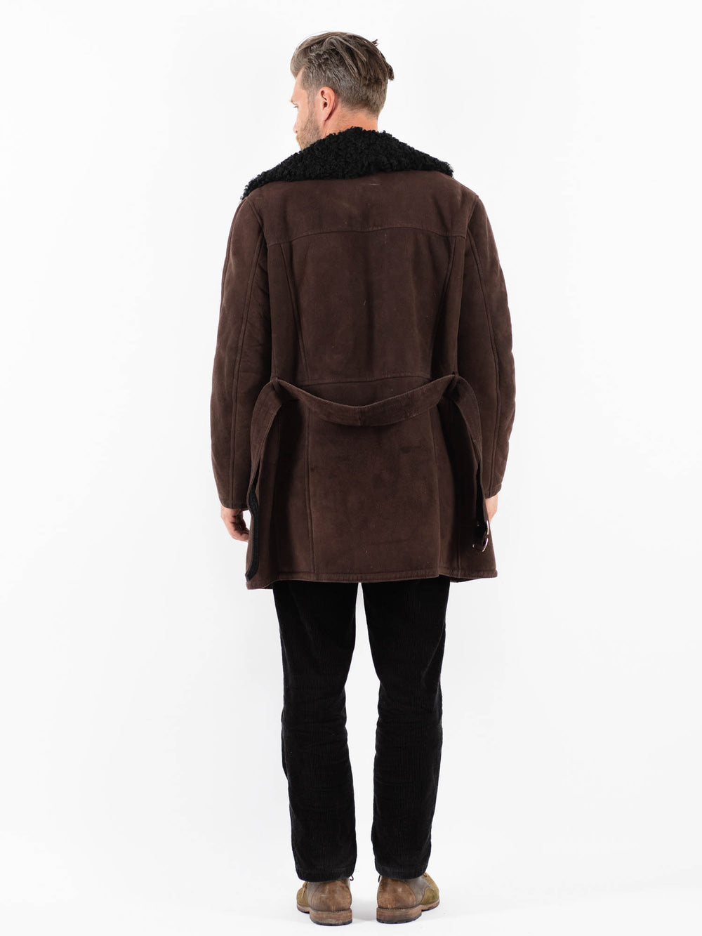 Vintage 70's Men Sheepskin Coat in Brown