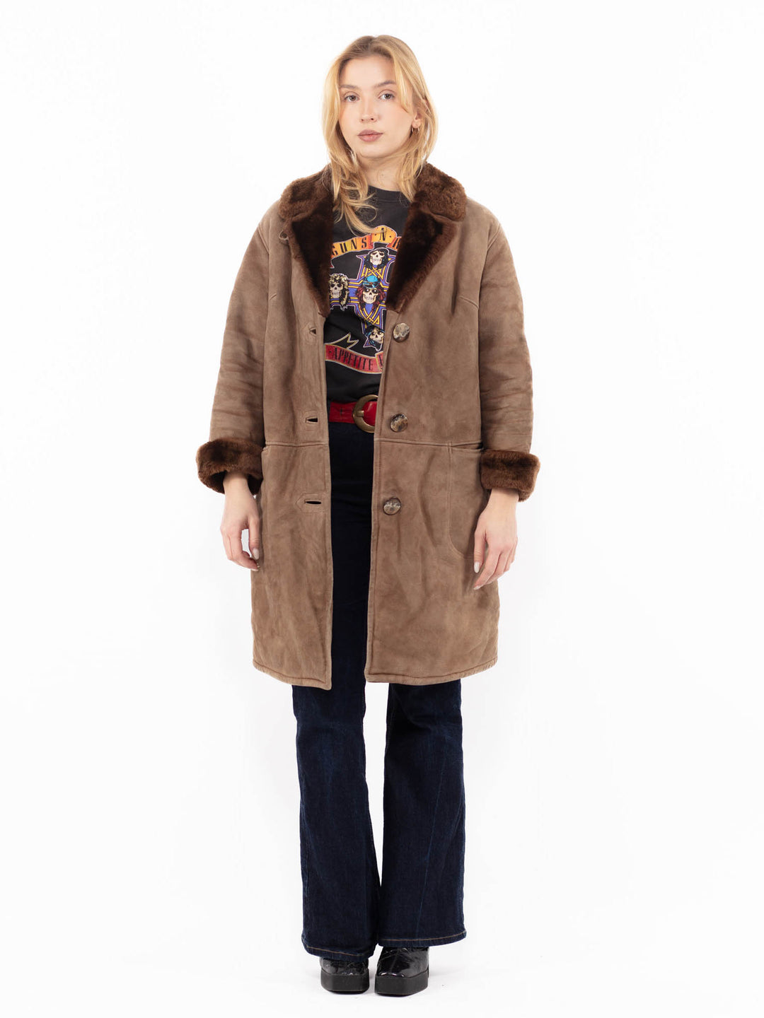 Vintage 70's Women Suede Coat in Brown