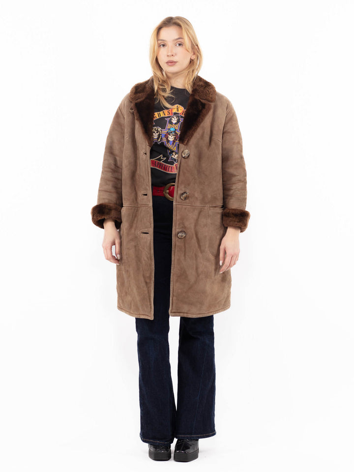 Vintage 70's Women Suede Coat in Brown