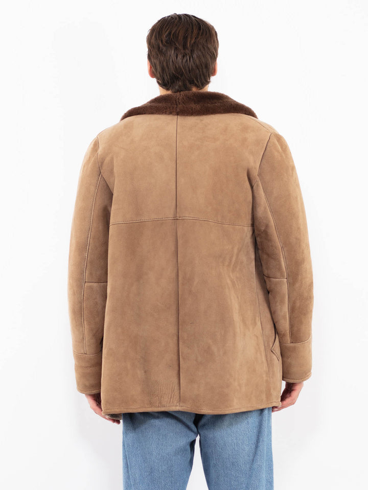 Vintage 70's Men Sheepskin Coat in Beige
