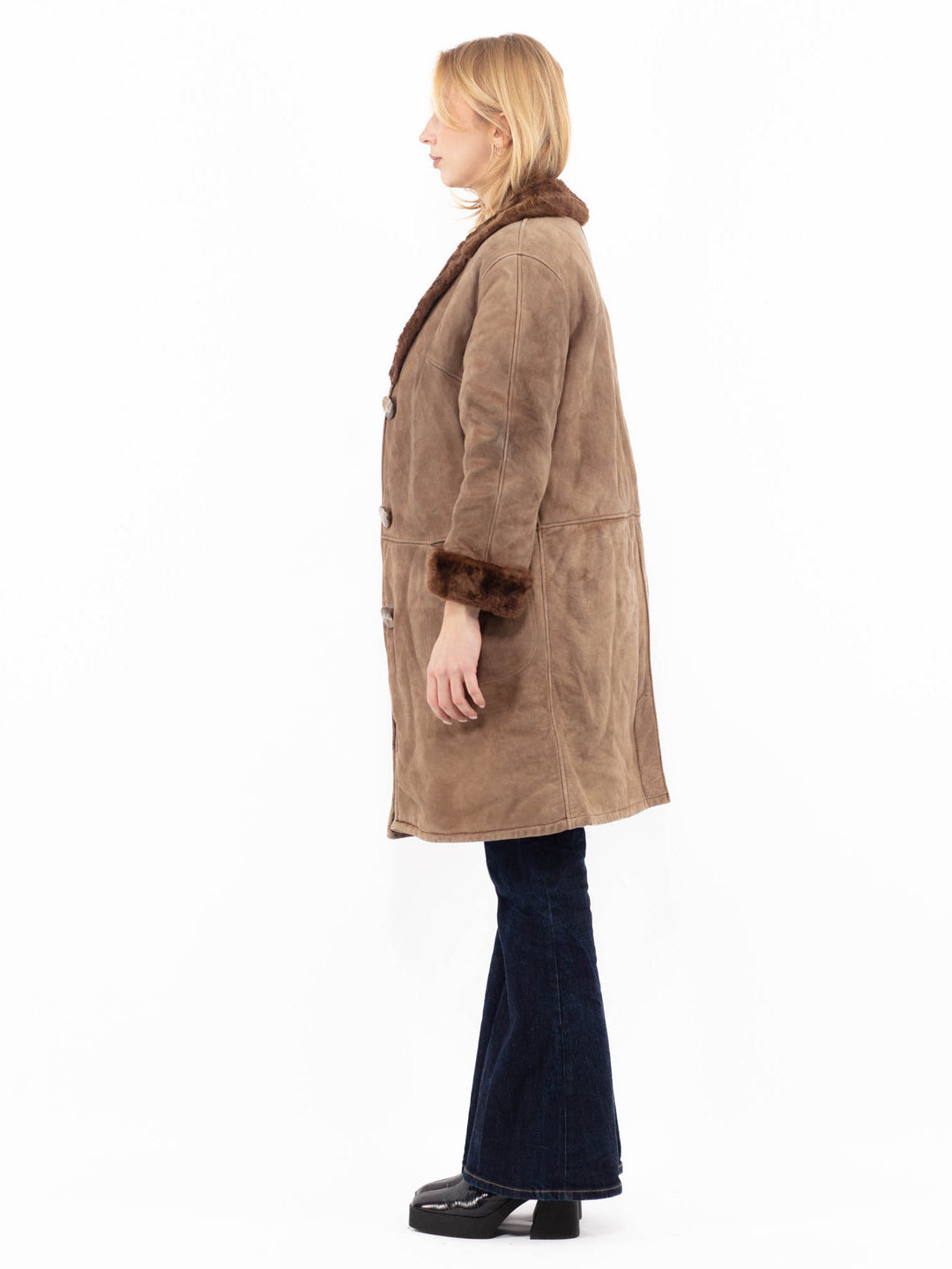 Vintage 70's Women Suede Coat in Brown
