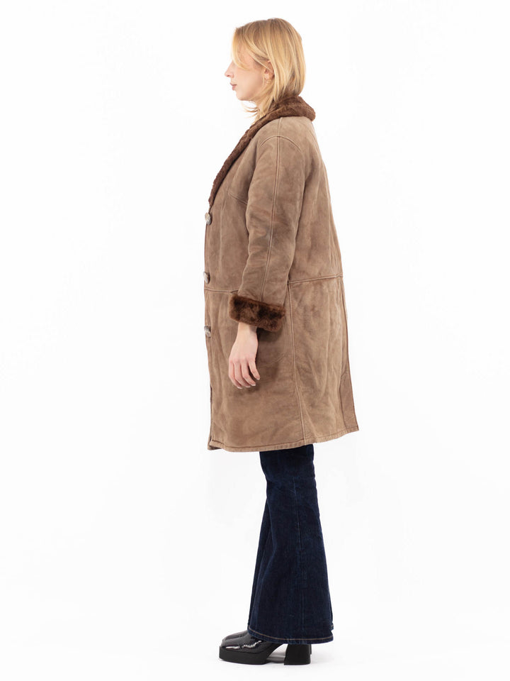 Vintage 70's Women Suede Coat in Brown