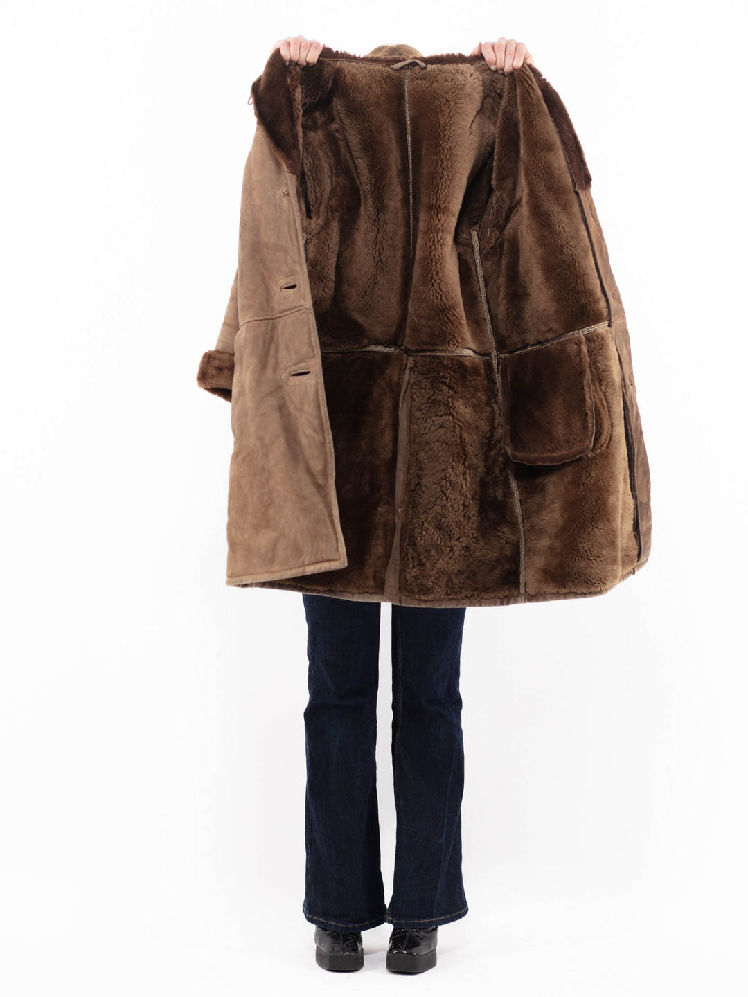 Vintage 70's Women Suede Coat in Brown