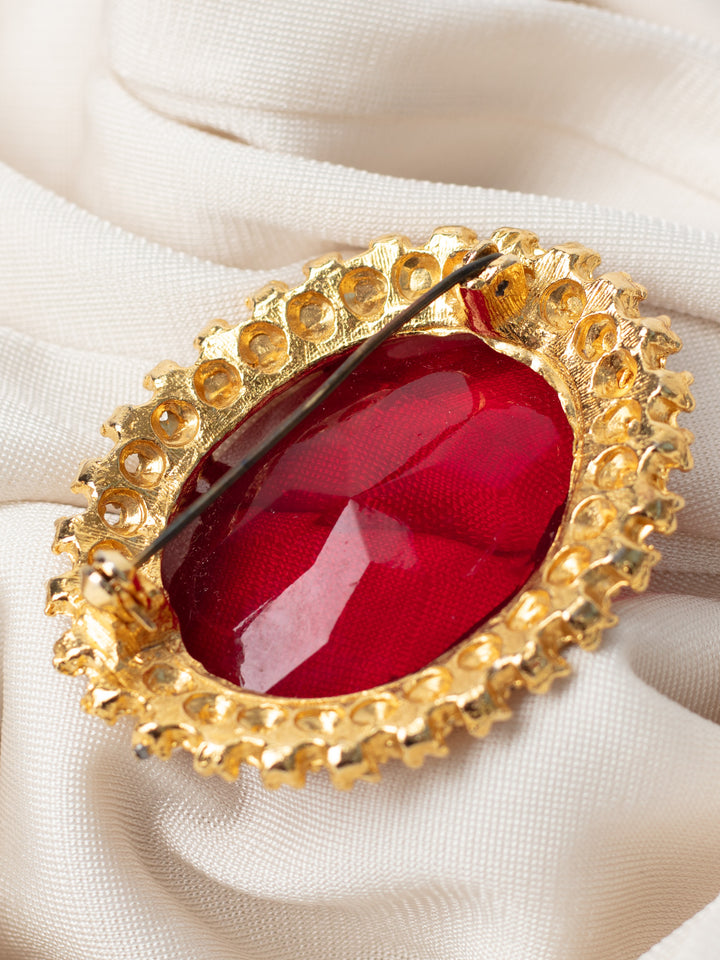 Vintage 80's Ruby Red Glass Brooch