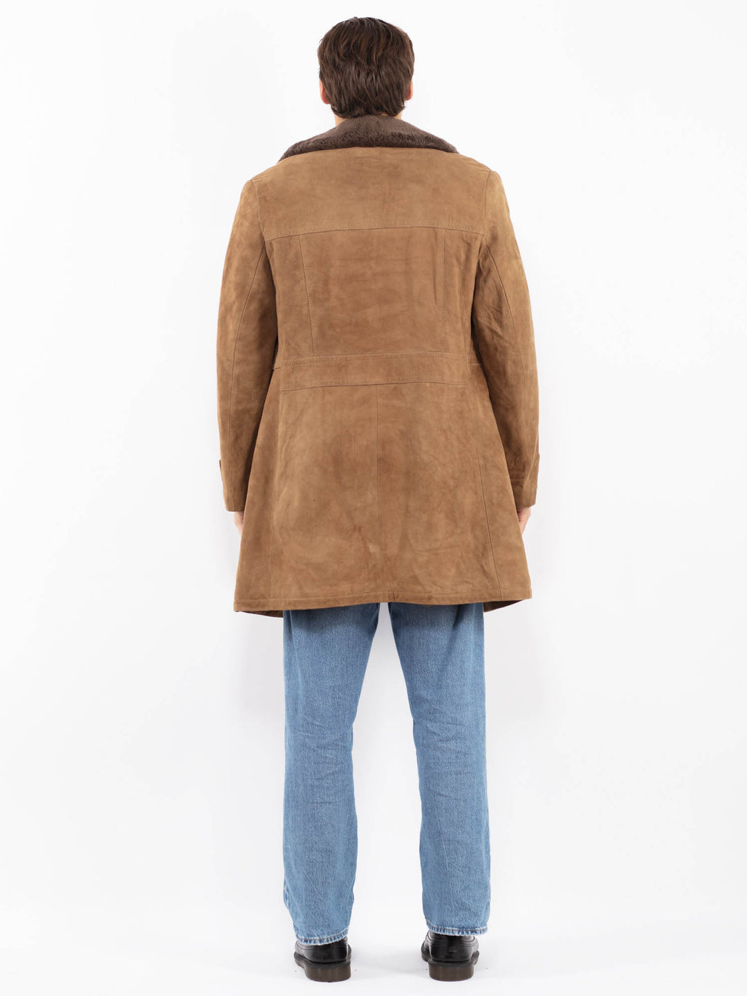 Vintage 70's Men Suede Sherpa Coat in Brown