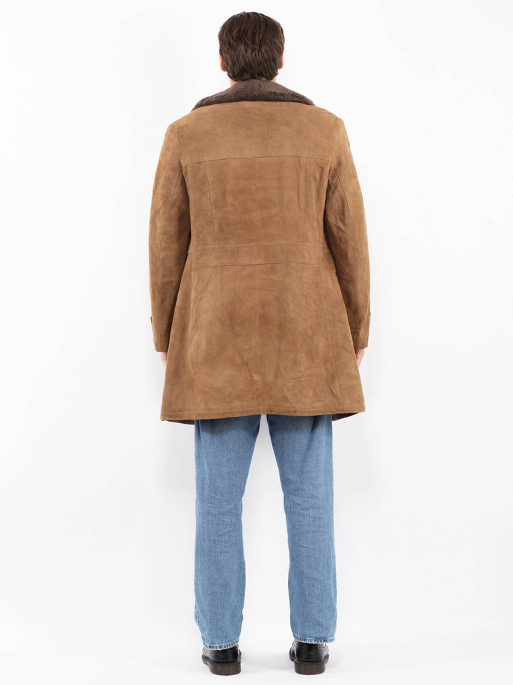 Vintage 70's Men Suede Sherpa Coat in Brown