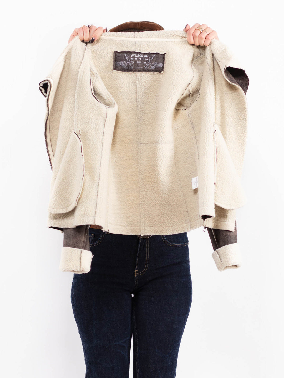 Vintage 00's Women Faux Sheepskin Jacket in Brown