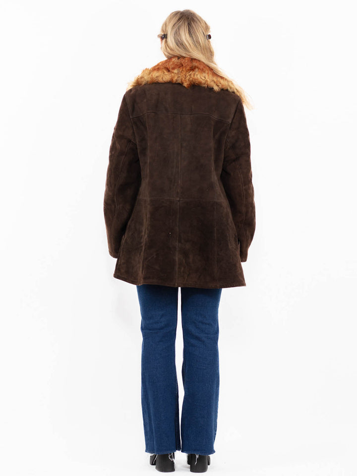 Vintage 70's Women Sheepskin Coat in Brown