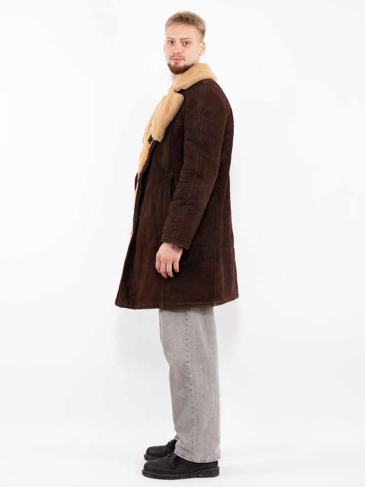 Vintage 70's Men Sheepskin Coat in Brown