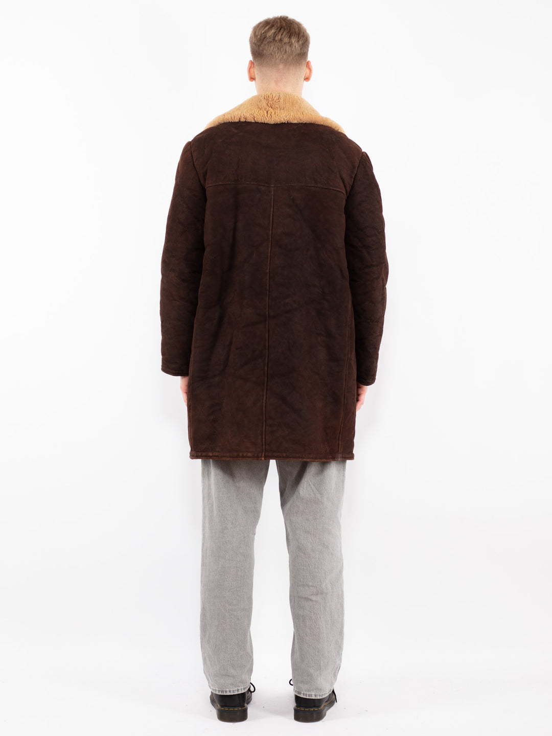 Vintage 70's Men Sheepskin Coat in Brown