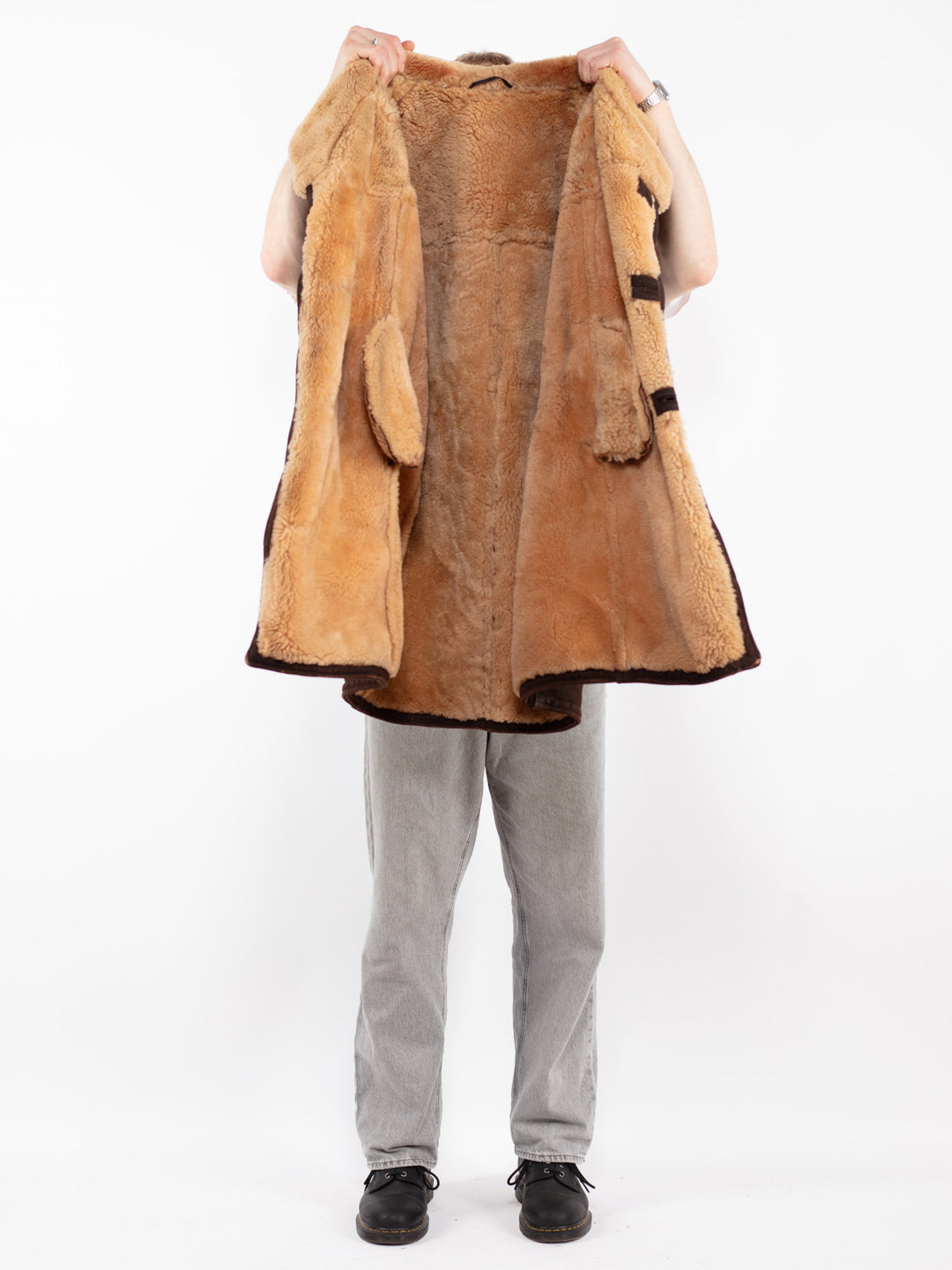 Vintage 70's Men Sheepskin Coat in Brown