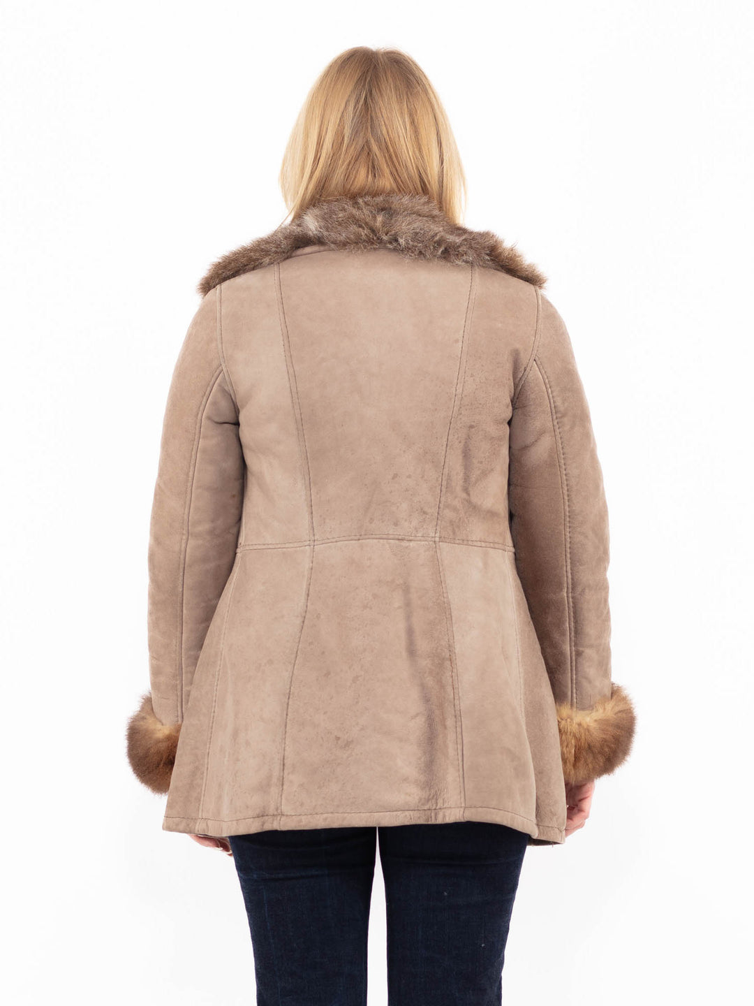 Vintage 70's Women Sheepskin Coat in Beige