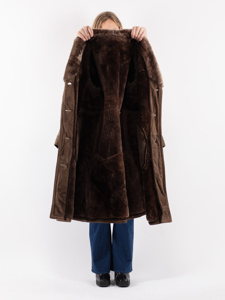 Vintage 70's Women Sheepskin Coat in Beige