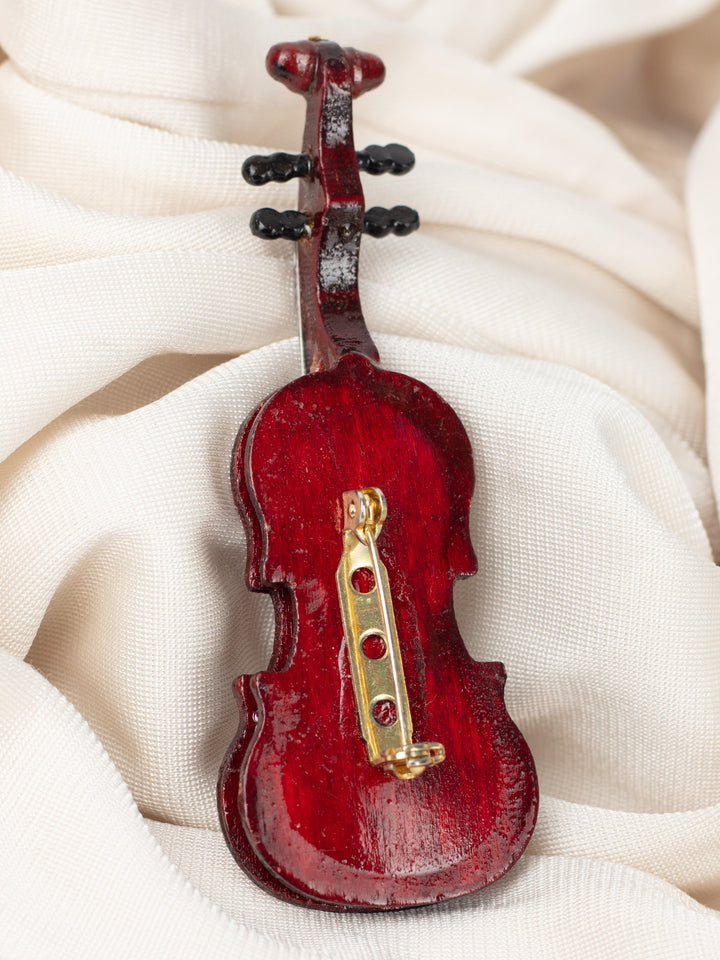 Vintage 80's Hand-Painted Violin Brooch