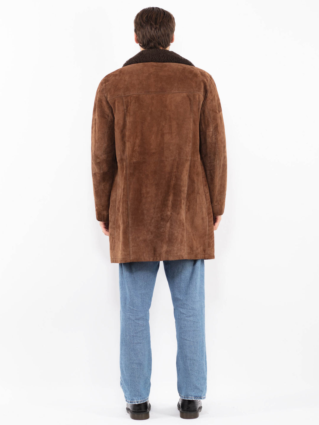 Vintage 70's Men Suede Sherpa Coat in Brown