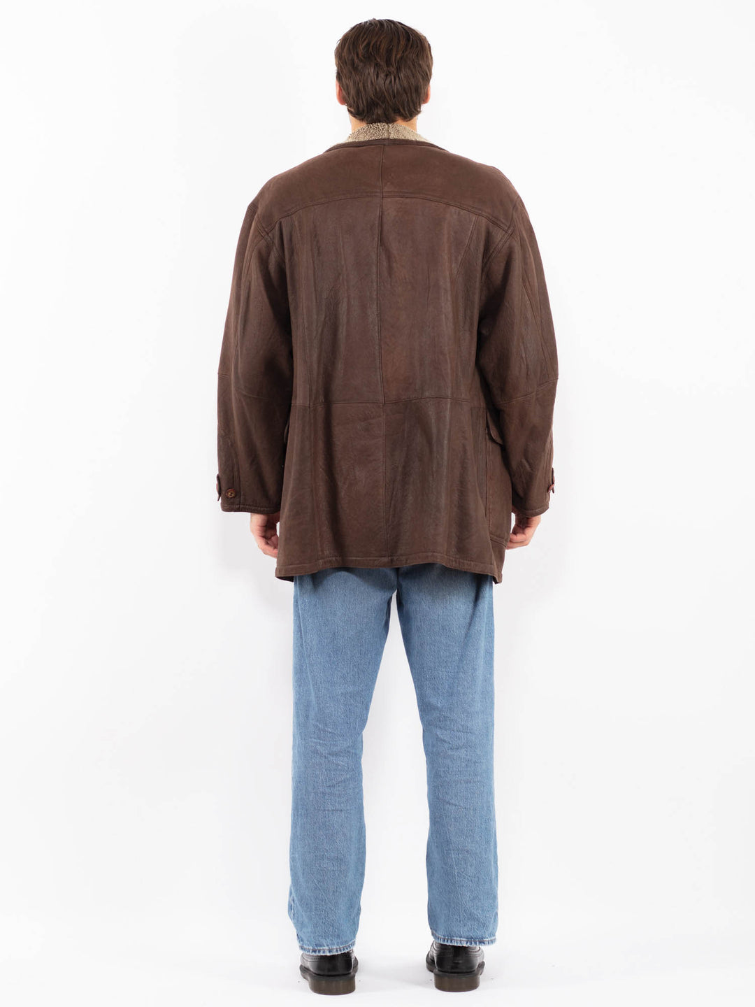 Vintage 90's Men Sheepskin Coat in Brown