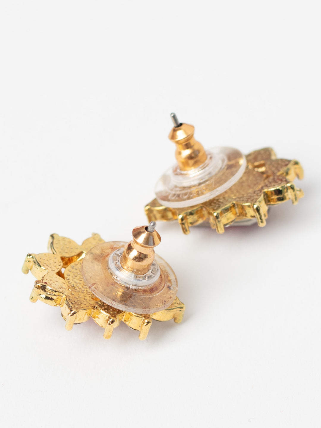 Vintage 80's Gold-Tone Teardrop Stud Earrings