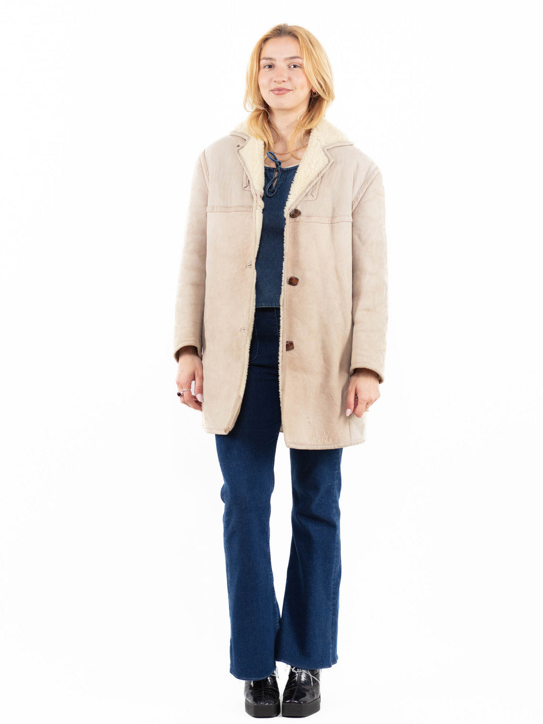 Vintage 80's Women Sheepskin Coat in