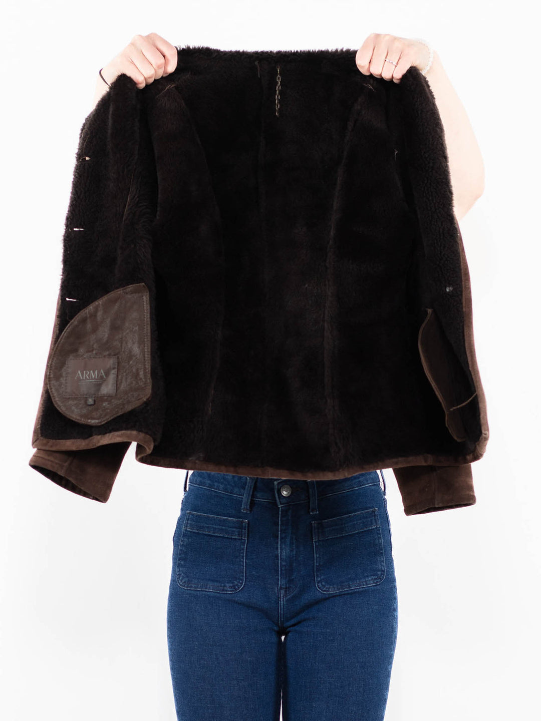 Vintage 90's Women Sheepskin Jacket in Brown
