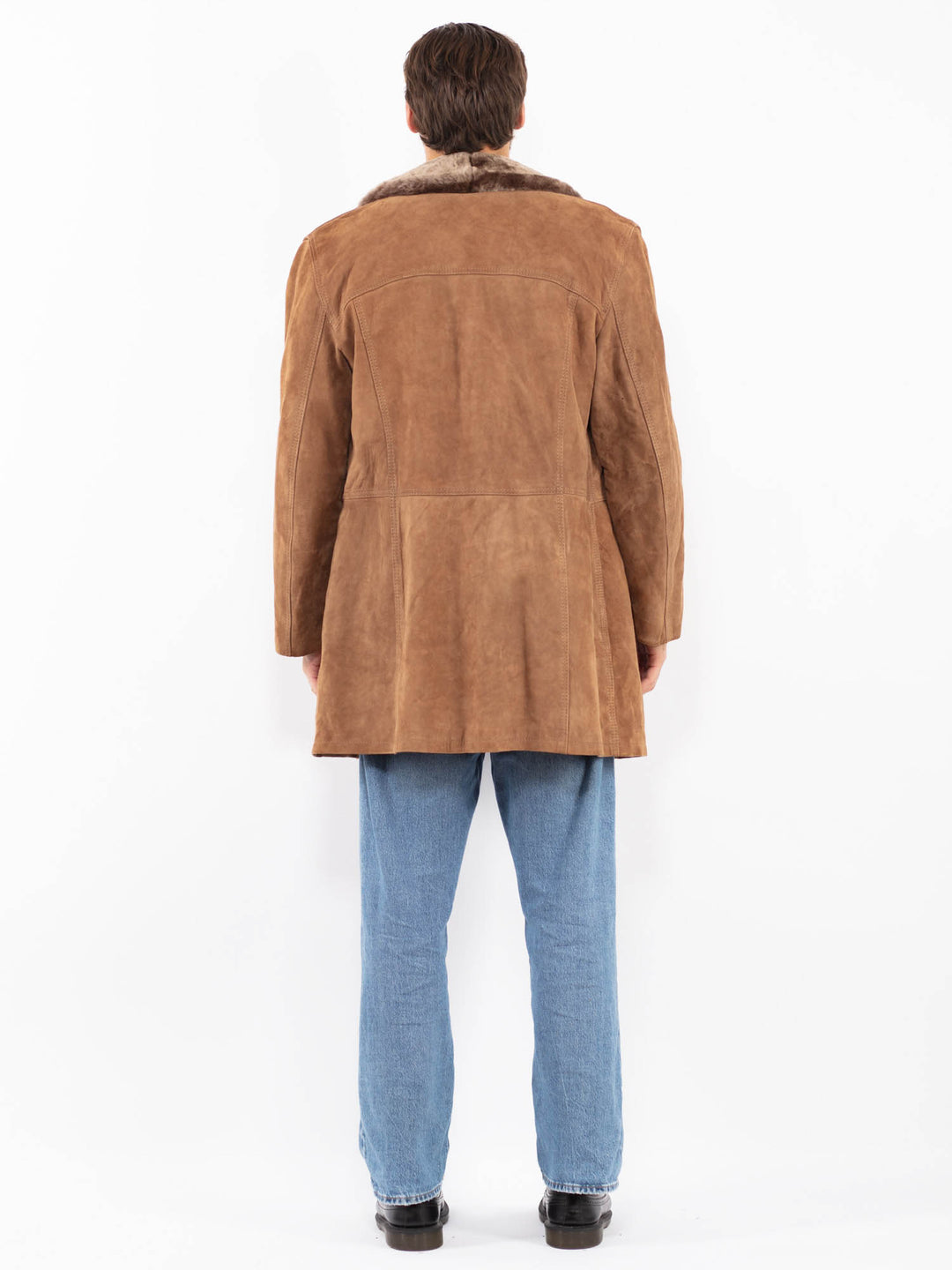 Vintage 70's Men Suede Sherpa Coat in Brown