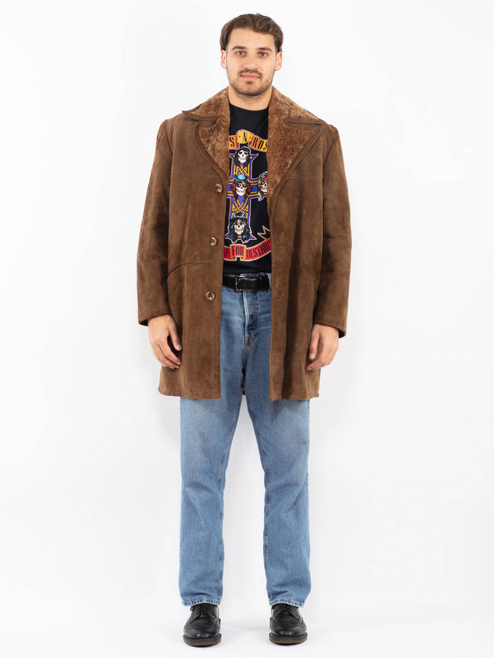 Vintage 70's Men Western Sheepskin Coat in Brown