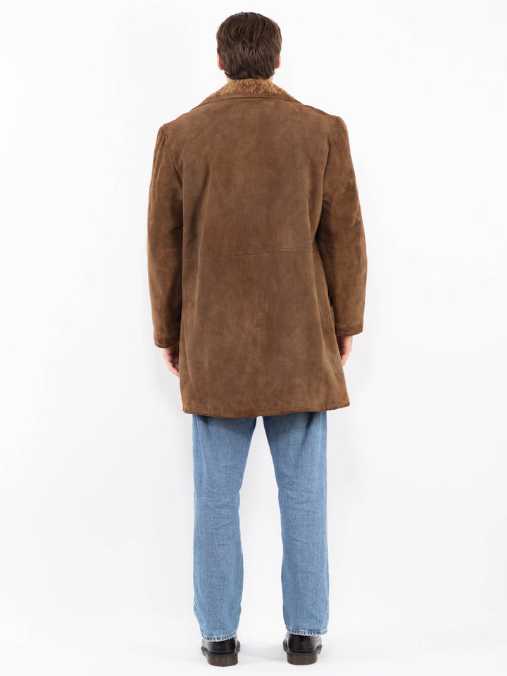 Vintage 70's Men Western Sheepskin Coat in Brown