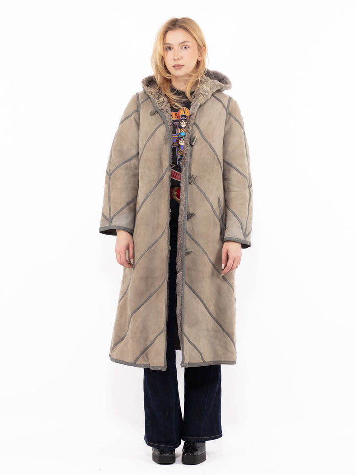 Vintage 70's Women Sheepskin Coat in Beige