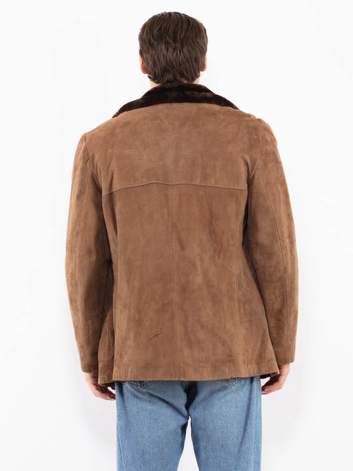 Vintage 70's Men Suede Sherpa Coat in Brown