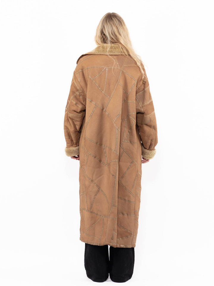 Vintage 80's Women Sheepskin Coat in Beige