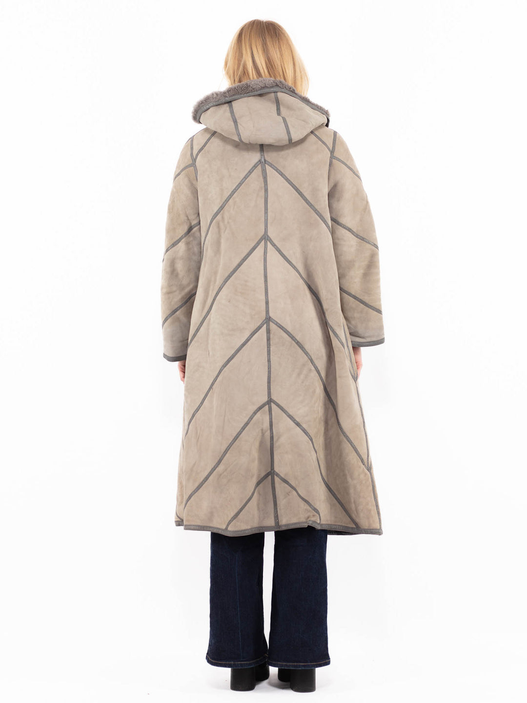 Vintage 70's Women Sheepskin Coat in Beige