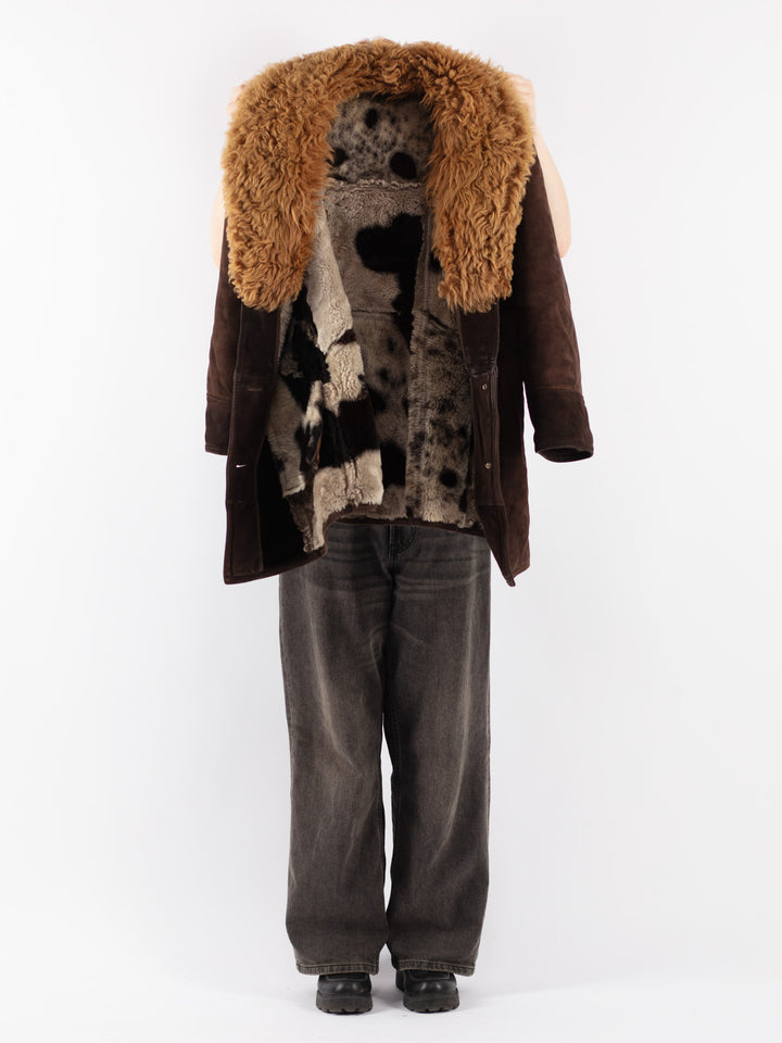 Vintage 70's Women Sheepskin Coat in Brown