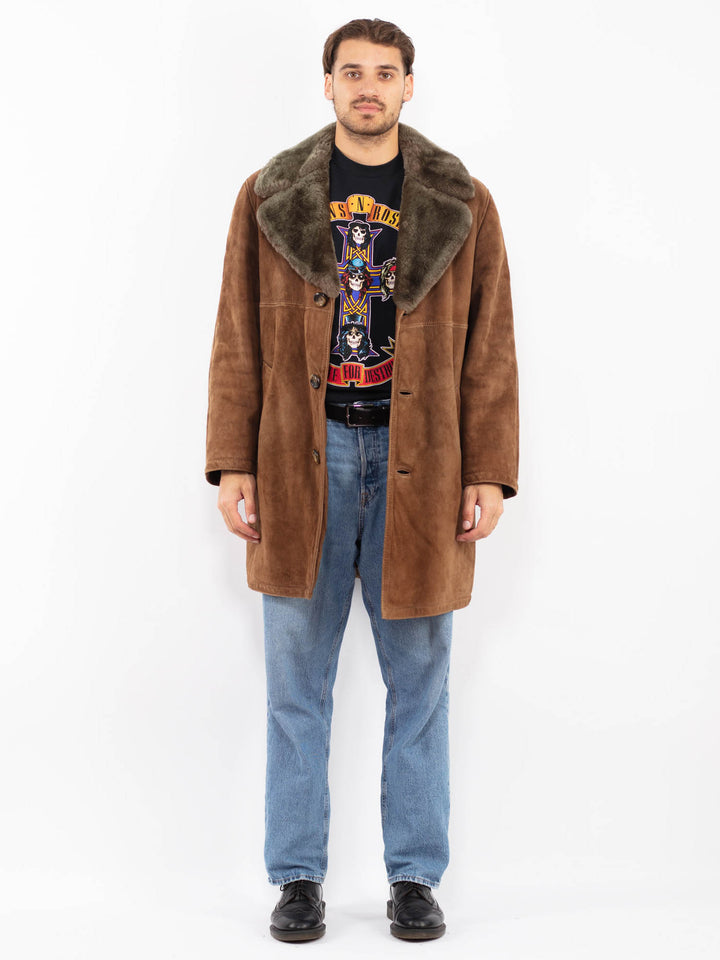 Vintage 70's Men Sheepskin Coat in Brown
