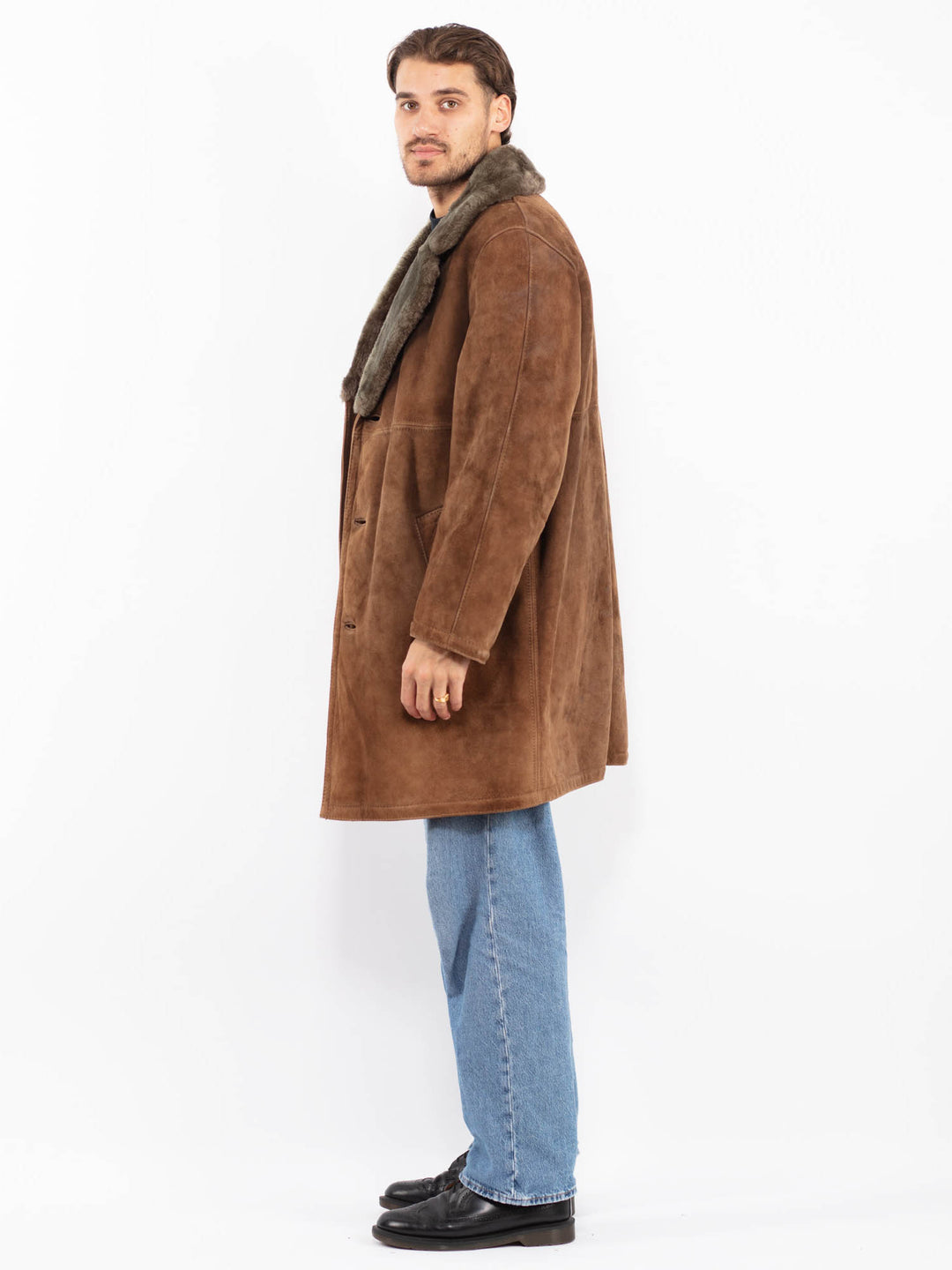 Vintage 70's Men Sheepskin Coat in Brown