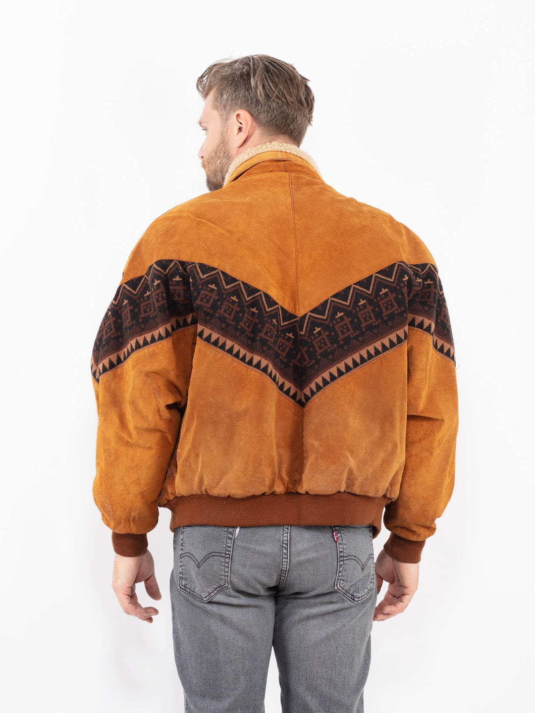 Vintage 80's Men Suede Jacket in Brown