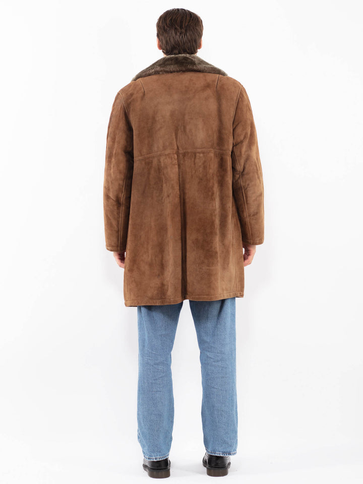 Vintage 70's Men Sheepskin Coat in Brown