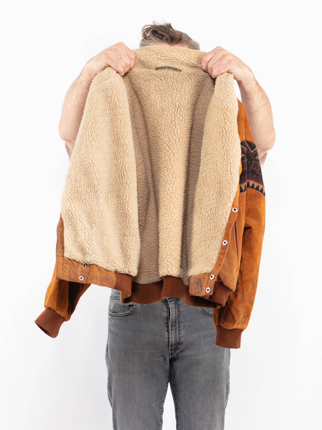 Vintage 80's Men Suede Jacket in Brown