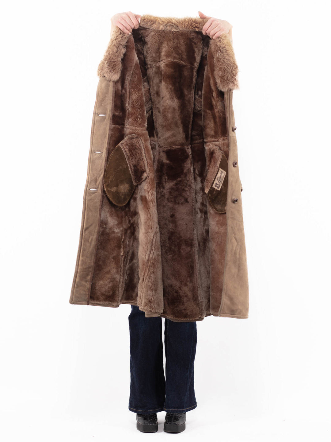 Vintage 70's Women Sheepskin Coat in Beige