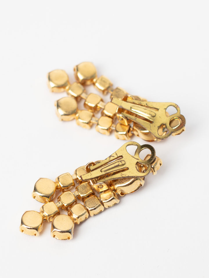 Vintage 60's Amber Chandelier Clip-On Earrings