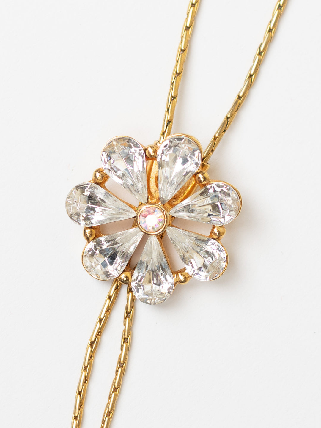 Vintage 80's Crystal Flower Pendant Necklace