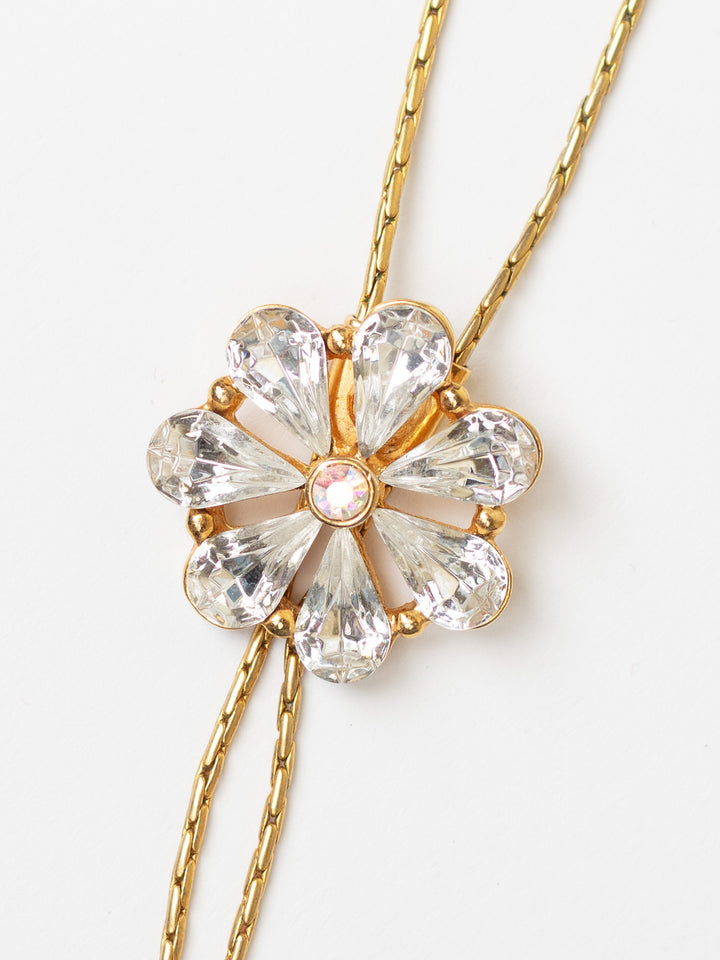 Vintage 80's Crystal Flower Pendant Necklace