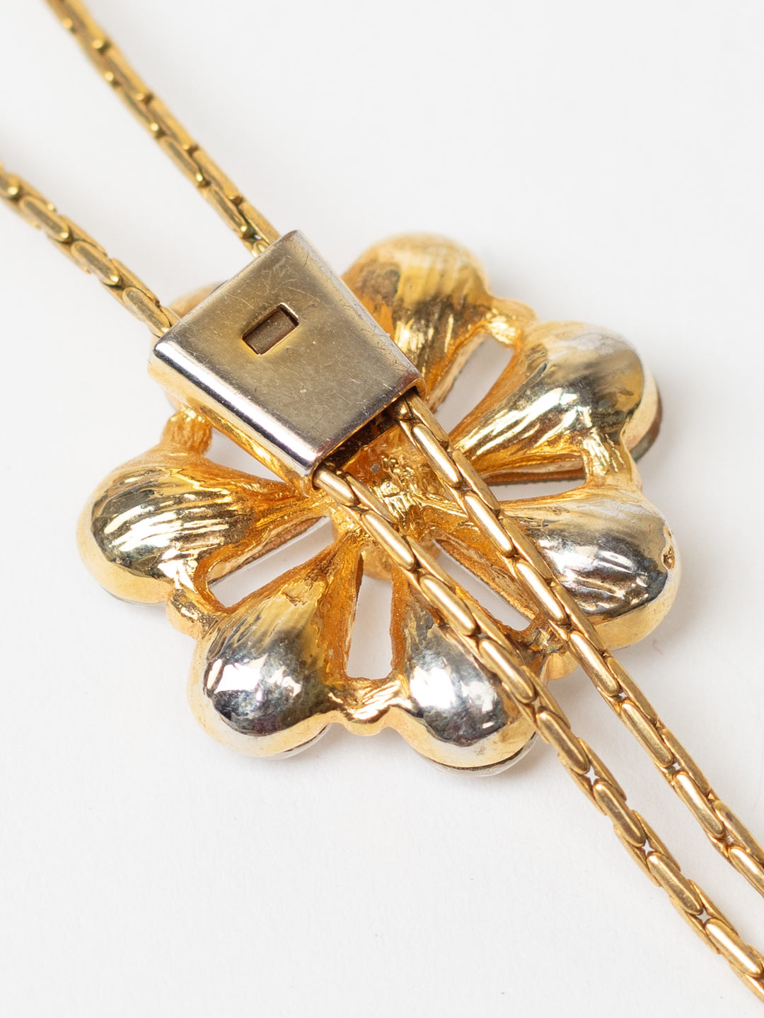 Vintage 80's Crystal Flower Pendant Necklace