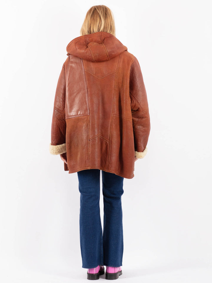 Vintage 90's Women Sheepskin Coat in Brown